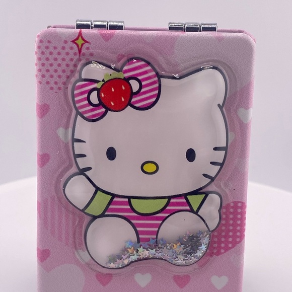 Hello Kitty Rectangle Compact Mirror Pink Strawberry- New - Picture 3 of 5